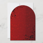 Invitation Black Swirls Lighter Red Metallic Mariage damassé (Dos)