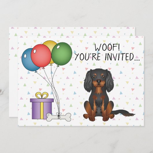 Invitation Black & Tan Cavalier King Charles Spaniel Annivers (Devant / Derrière)