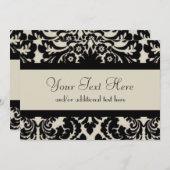 Invitation Black & Tan Damask (Devant / Derrière)