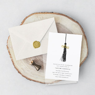 Invitation Black Tassel Graduation Party Photo personnalisée