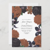 Invitation Black & Terracotta Photo/QR Code Floral Wedding (Devant)