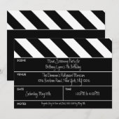 Invitation Black That's a Wrap Movie Clapper Birthday Party (Devant / Derrière)
