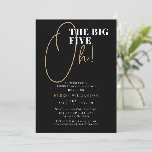 Invitation Black The Big Six Oh 60th Surprise Birthday (Debout devant)