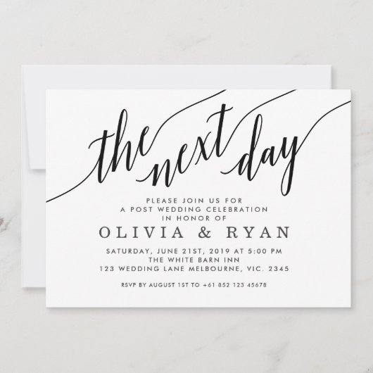 Invitation Black The Next Day Mariage Celebration (Devant)