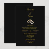Invitation Black theme wedding ring Spanish Wedding (Devant / Derrière)
