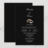 Invitation Black theme wedding ring Spanish Wedding (Devant / Derrière)