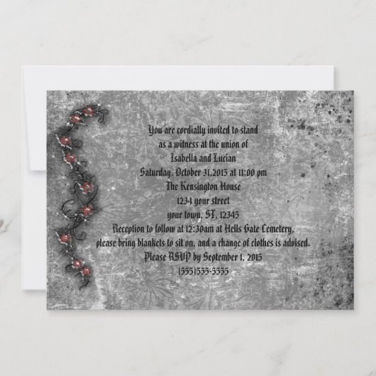 Invitation Black Thorn Rose Goth Mariage (Devant)