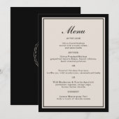 Invitation Black Tie Wedding Classic Menu Card (Devant / Derrière)