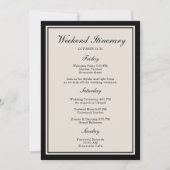 Invitation Black Tie Wedding Weekend Itinerary Card (Devant)