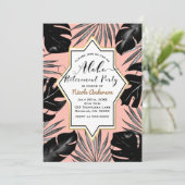 Invitation Black Tropical Feuille Coral Peach Gold Retraite (Debout devant)