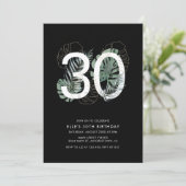 Invitation Black Tropical moderne 30e anniversaire (Debout devant)