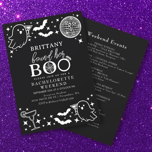 Invitation Black Trouve son Boo Halloween Bachelorette Week-e