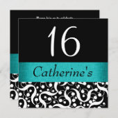 Invitation Black turquoise aqua élégant toute célébration d'â (Devant / Derrière)