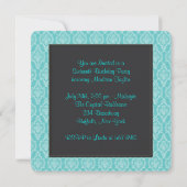 Invitation Black Turquoise Blue Damask Sweet sixteen (Dos)