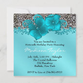 Invitation Black Turquoise Blue Leopard fête d'anniversaire (Dos)