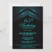 Invitation Black Turquoise moderne 65e anniversaire (Devant)