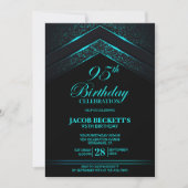 Invitation Black Turquoise moderne 95e fête d'anniversaire (Devant)