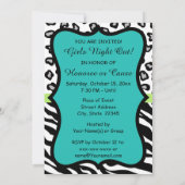 Invitation Black Turquoise Zebra Leopard Skin Girls Night Out (Dos)