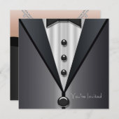 Invitation Black Tuxedo Black Dress Party (Devant / Derrière)