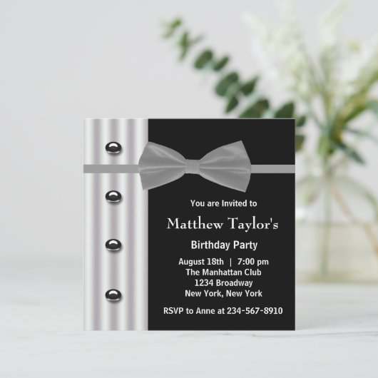 Invitation Black Tuxedo Bow Cravate Hommes fête d'anniversair (Debout devant)