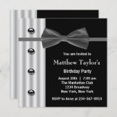 Invitation Black Tuxedo Bow Cravate Hommes fête d'anniversair (Devant / Derrière)