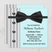 Invitation Black Tuxedo Bow Cravate Turquoise Blue Anniversai (Devant / Derrière)