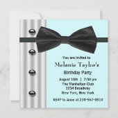 Invitation Black Tuxedo Bow Cravate Turquoise Blue Anniversai (Devant)