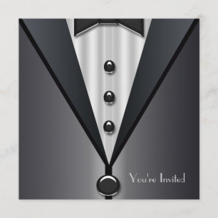 Invitation Black Tuxedo Formel événement Black Cravate Party