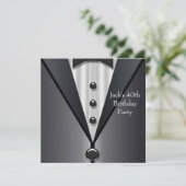 Invitation Black Tuxedo Mans 40e fête d'anniversaire (Debout devant)