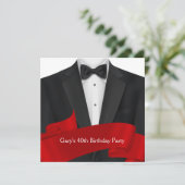 Invitation Black Tuxedo Mans fête d'anniversaire (Debout devant)