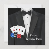Invitation Black Tuxedo Mans Poker fête d'anniversaire (Devant)