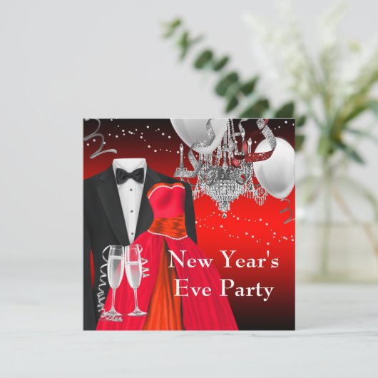 Invitation Black Tuxedo Red (Debout devant)