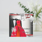 Invitation Black Tuxedo Red Robe Noël Art (Debout devant)
