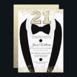 Invitation Black Tuxedo Suit Gold Mens 21e fête d'anniversair<br><div class="desc">Black Tuxedo Suit Gold Mens 21e anniversaire de fête Invitation Variations à l'invitation et articles correspondants dans notre magasin</div>
