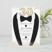Invitation Black Tuxedo Suit Gold Mens 30e fête d'anniversair (Debout devant)