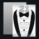 Invitation Black Tuxedo Suit Silver Mens 21e fête d'anniversa<br><div class="desc">Black Tuxedo Suit Silver Mens 21e anniversaire de fête Invitation Variations à l'invitation et articles correspondants dans notre magasin</div>