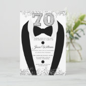 Invitation Black Tuxedo Suit Silver Mens 70e fête d'anniversa (Debout devant)