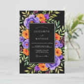 Invitation Black Vibrant Botanical Wedding (Debout devant)
