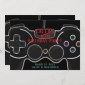 Invitation Black Video Game Controller Anniversaire (Devant / Derrière)