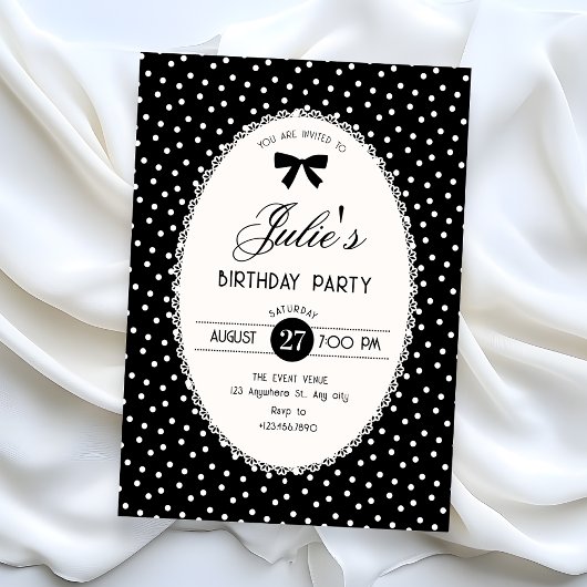 Invitation Black vintage birthday