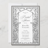 Invitation Black Vintage Botanical Trellis Bridal Shower (Devant)