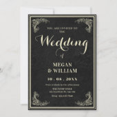 Invitation Black vintage elegant wedding (Devant)