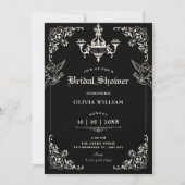 Invitation Black Vintage gothic arch angels bridal shower (Devant)