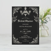 Invitation Black Vintage gothic arch angels bridal shower (Debout devant)