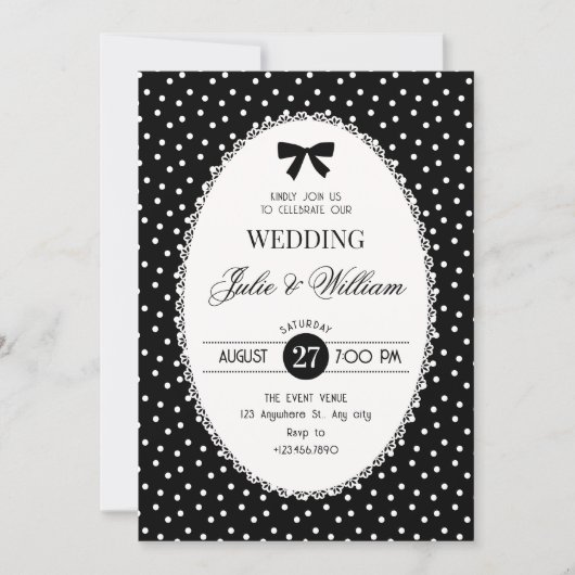 Invitation Black vintage wedding (Devant)
