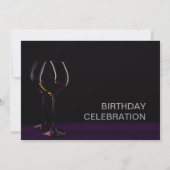 Invitation Black violet Anniversaire Vin Glass Party (Dos)