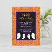 Invitation Black violet orange toile d'araignée Halloween fan (Debout devant)