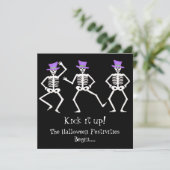 Invitation Black violet vert Halloween Skeleton Bone Dance (Debout devant)
