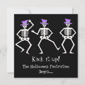 Invitation Black violet vert Halloween Skeleton Bone Dance (Devant)