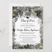 Invitation Black Watercolor Gold Splatter Graduation Party (Devant)